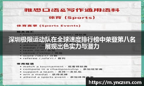 深圳极限运动队在全球速度排行榜中荣登第八名展现出色实力与潜力